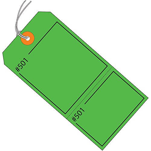 Aviditi G26211 Claim Tags Consecutively Numbered Pre-strung 4 3 X 2 8 Green Pack Of 1000