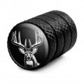 Deer Head Illustration Valve Stem Caps For Tire Rim Wheel Aluminum Black