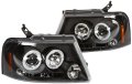2004-2008 Fits F150 F-150 Trucks Led Halo Projector Headlights Black Pair Set Left Right Side Ls Rs