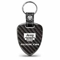 Ipick Image Made For Jeep Rubicon Wrangler Real Black Carbon Fiber Large Shield-style Key Chain