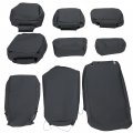 Hecasa Gray Seat Covers Compatible With 2014-2021 Toyota Tundra Crewmax Crew Max Synthetic Leather Front Second Row Full