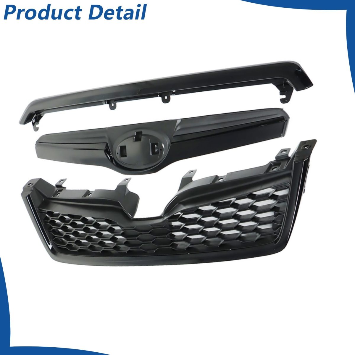 Black Front Bumper Grille Upper Honeycomb 3pcs Replacement For Forester 2014-2016