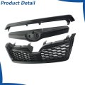 Black Front Bumper Grille Upper Honeycomb 3pcs Replacement For Forester 2014-2016