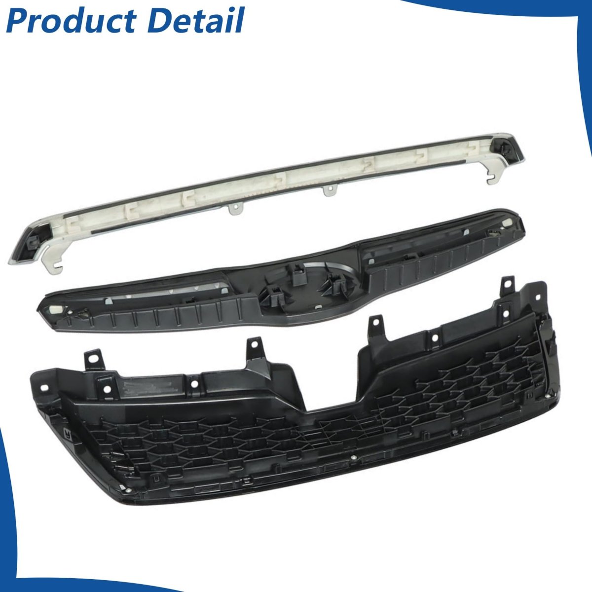 Black Front Bumper Grille Upper Honeycomb 3pcs Replacement For Forester 2014-2016