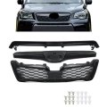 Black Front Bumper Grille Upper Honeycomb 3pcs Replacement For Forester 2014-2016 