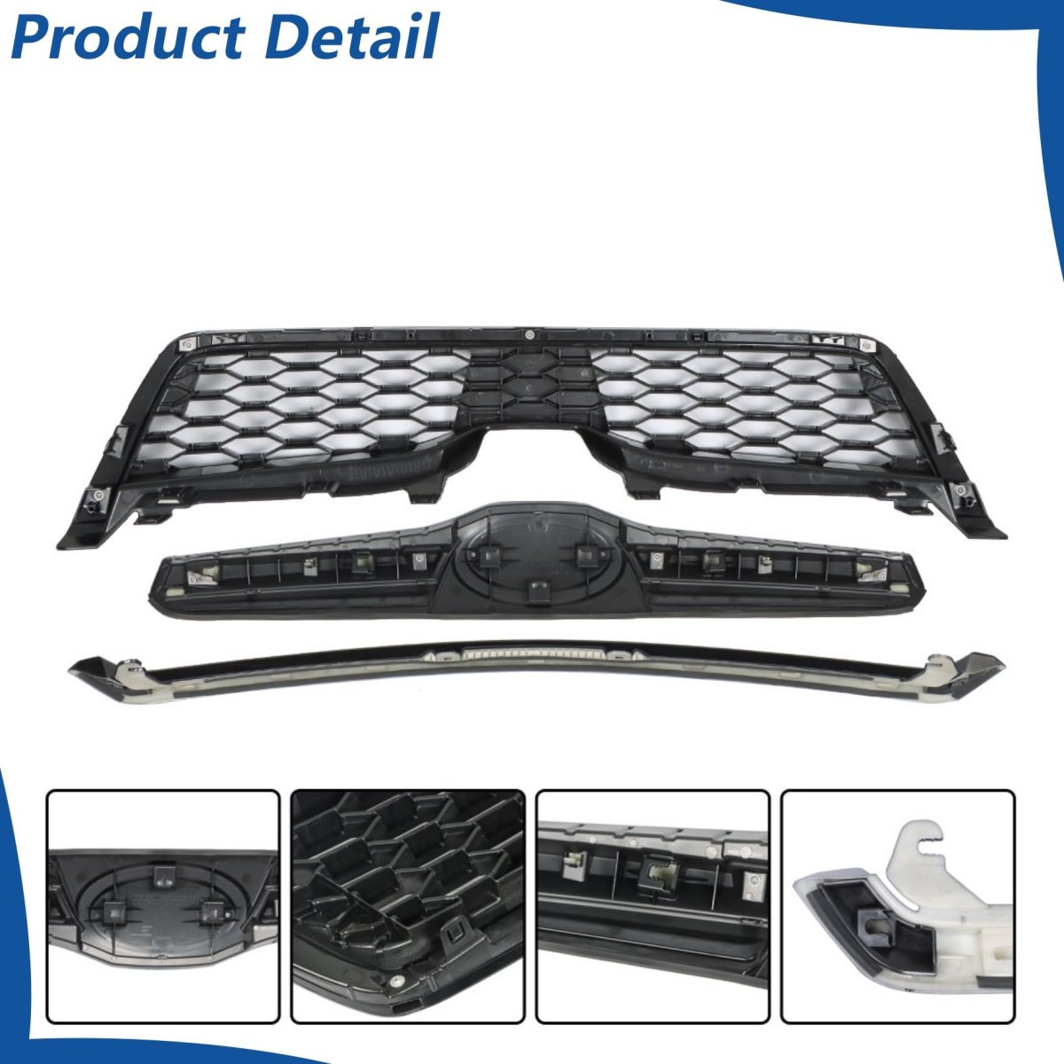 Black Front Bumper Grille Upper Honeycomb 3pcs Replacement For Forester 2014-2016