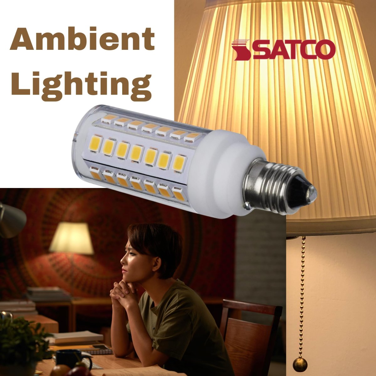 Satco 5w T6 Led Mini Candelabra Bulb Clear Finish 3000k Soft White 120 Volt Residential Commercial Indoor Enclosed Fixtures