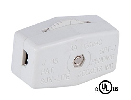Bp Lamp White Inline Rotary Cord Switch For 18 2 Spt-2