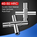4 Way Sillcock Key Steel Water Spigot Wrench For Valve Faucet And Hose Bib 1 In 9 32 5 16 11 Silver Alloy 1pc
