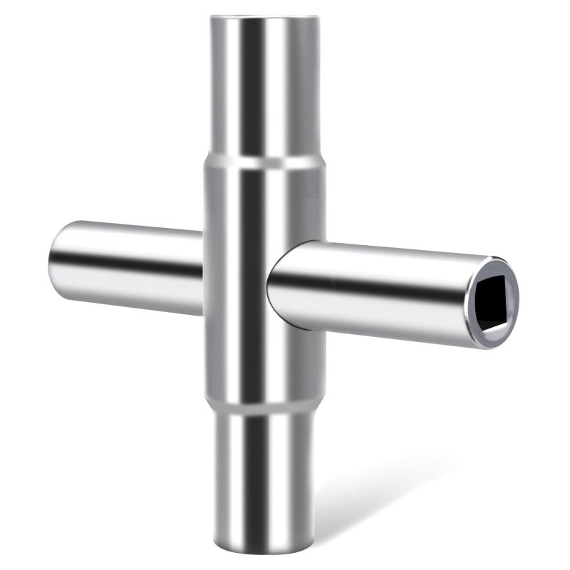 4 Way Sillcock Key Steel Water Spigot Wrench For Valve Faucet And Hose Bib 1 In 9 32 5 16 11 Silver Alloy 1pc