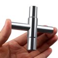 4 Way Sillcock Key Steel Water Spigot Wrench For Valve Faucet And Hose Bib 1 In 9 32 5 16 11 Silver Alloy 1pc