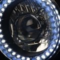 Pair Of 7x7 Inch Round Glass Lnes Black Housing Bult-in Led Projector Headlight Lamps
