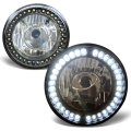 Pair Of 7x7 Inch Round Glass Lnes Black Housing Bult-in Led Projector Headlight Lamps