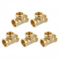 Uxcell Brass Tee Pipe Fitting 1 2 X Npt 3 Way T-connector Coupler Adapter For Gas Transport Connect Pipelines 5pcs
