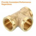 Uxcell Brass Tee Pipe Fitting 1 2 X Npt 3 Way T-connector Coupler Adapter For Gas Transport Connect Pipelines 5pcs