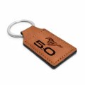 Ipick Image Compatible With Ford Mustang Gt 5 0 Rectangular Brown Leatherette Key Chain