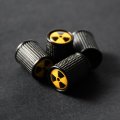 Set Of 4 Auto Tire Valve Stem Cap Cover With Nuclear Radiation Sign Emblem Badge For Car Pickup Trunk Motorcycle Exterior Decal 