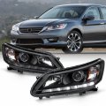 Akkon Fits 2013 2014 2015 Honda Accord Sedan Halogen Type Projector Black Headlights Pair Driver Passener W Led Drl 
