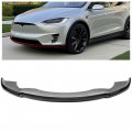 Hecasa Front Bumper Lip For 2016-2020 Tesla Model X 3-piece Lower Spoiler Splitter Body Kit Protector Carbon Fiber Color 