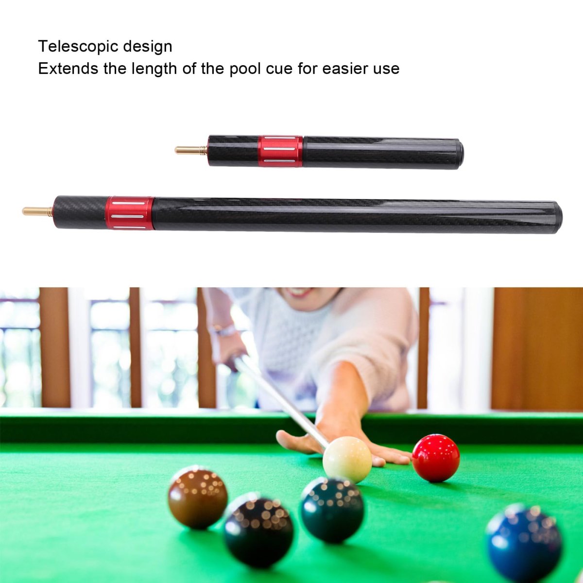 Billiard Pool Extension 2pcs Extender 17 Inch 9 Carbon Fiber Telescopic Stick For Jp Snooker Accessories