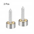 Uxcell Mirror Screws Decorative Caps Cover Nails Brushed Stainless Steel 10mm 2pcs