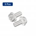 Uxcell M8x18mm Phillips Hex Head Flange Bolts 5pcs 304 Stainless Steelagon Hex Machine Screws