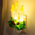 Three Dipped Candles With Holly 7 75 Inch Acrylic Decorative Swivel Plug Flickering Night Light