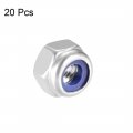 Uxcell Hex Lock Nuts M3 X 0 5mm Stainless Steel Nylon Insert Self-locking For Fasteners 20pcs Silver Tone