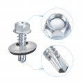 Uxcell 12 X 3 4 Self Drilling Screws With Rubber Washer 50pcs Zinc Plated Steel Roofing Hex Head Tapping Epdm For Metal To