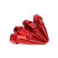 Auto Dynasty 45mm Anodized Aluminum Valve Stem Caps Spiked Head Design Car Accessories Universal Fit For Most Vehicles Red Pack