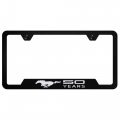 Au-tomotive Gold Laser Etched Logo Cut-out License Plate Frame For Ford Mustang 50 Years Black 