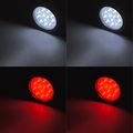 Set 4 White Red 12-led Round Backup Reverse Running Tail Brake Light With Wiring Plug Dc 12v