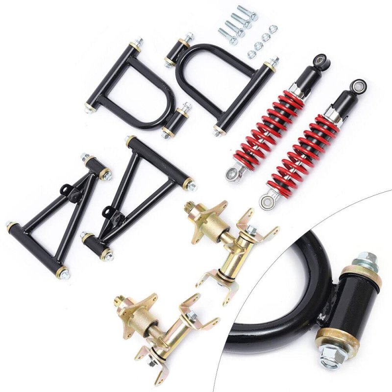 Loyalheartdy Go Kart Front Suspension Kit Swingarm Assembly Upper Lower Arm Steering Strut Knuckle Spindle Replacements For