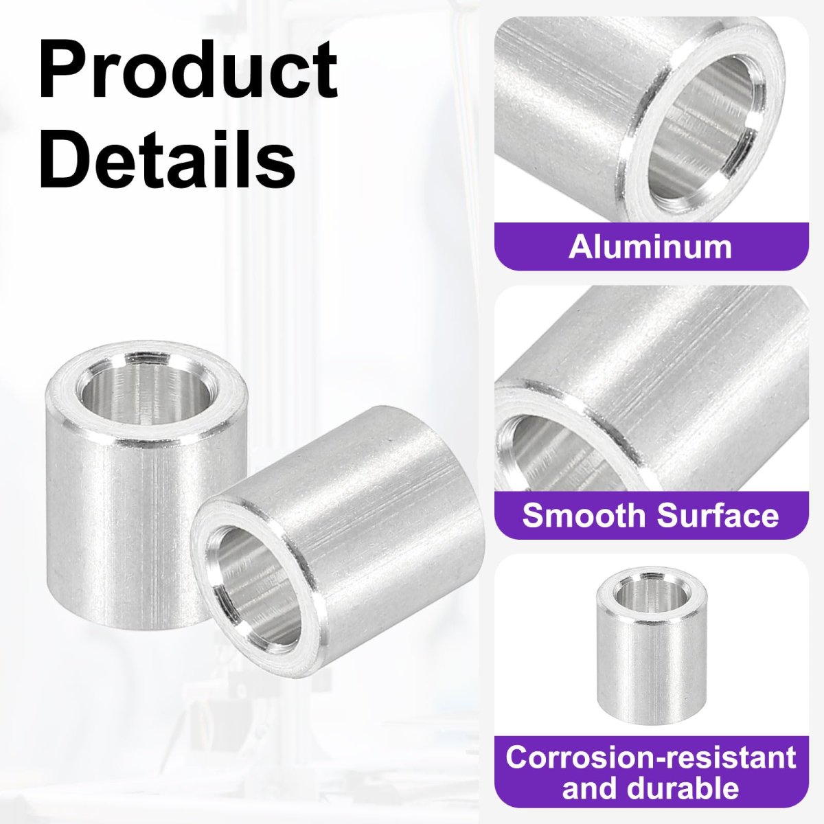 6pcs Aluminum Spacer 5 16 Od X 3 Id 11 32 Length Unthreaded Screw Standoff Bushing Plain Finish Round Metal For Screws Bolts