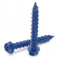 Tapcon Style Concrete Screws 3 16 In X 2-3 4 Slotted Hex Washer Head Masonry Anchors For Brick Block And Blue Climaseal Coating 