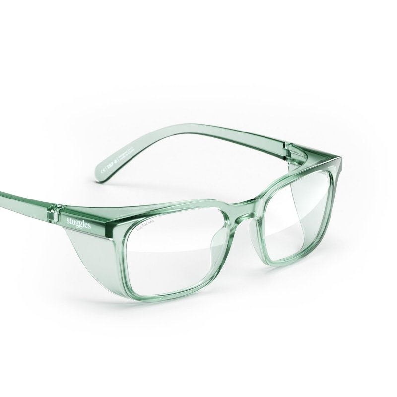 Stoggles Official Rectangle- Z87 1 Certified Safety Glasses Anti-fog Blue Light Blocking Medium Moss