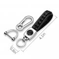 Ford Mustang In Black Braided Rope Style Genuine Leather Key Chain