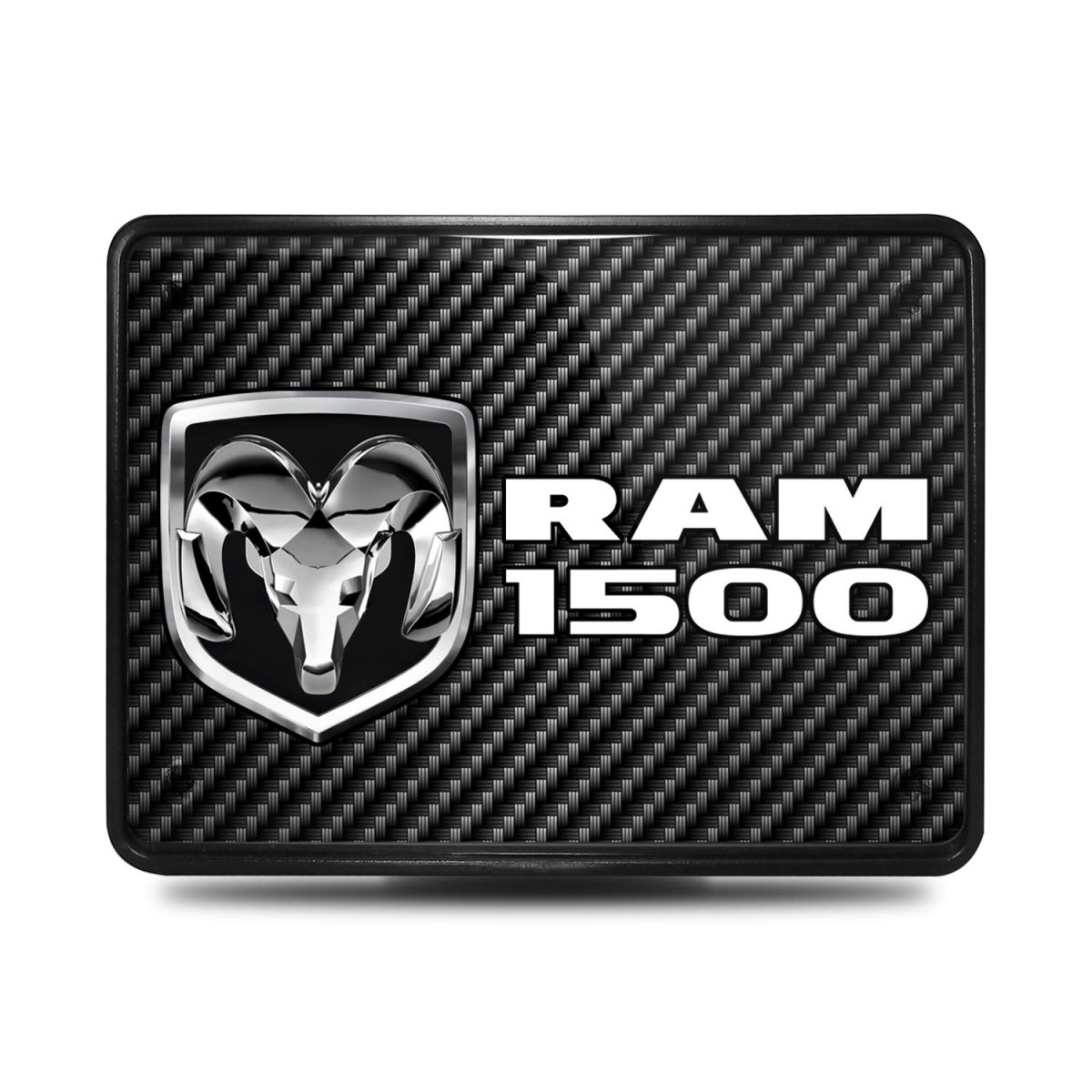 Ram 1500 Tow Hitch Cover Carbon Fiber Look Plate On Abs Plastic 2 In Sleeve Uv Graphic Official Licensed Black