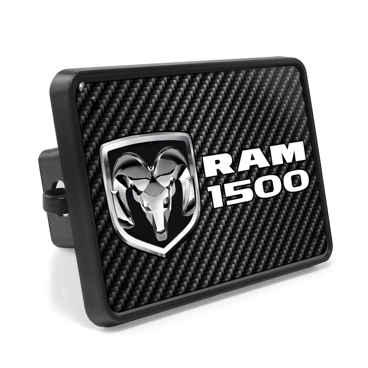 Ram 1500 Tow Hitch Cover Carbon Fiber Look Plate On Abs Plastic 2 In Sleeve Uv Graphic Official Licensed Black