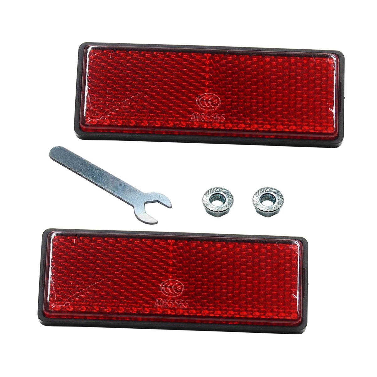 2 Pcs Universal Red Warning Rectangle Reflectors For Car Motorcycle Atv Dirt Bike Includes Nuts And Spanner Abs Plastic Safety