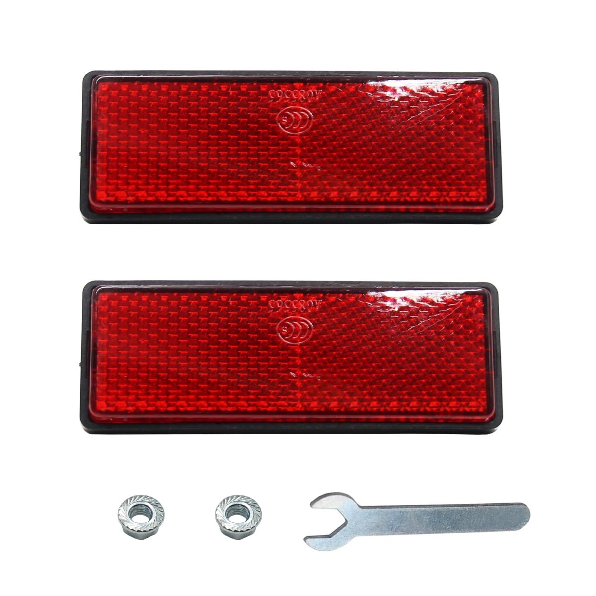 2 Pcs Universal Red Warning Rectangle Reflectors For Car Motorcycle Atv Dirt Bike Includes Nuts And Spanner Abs Plastic Safety