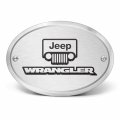 Ipick Image Made For Jeep Wrangler 3d Logo On Brushed Oval Billet Aluminum 2 Inch Tow Hitch Cover