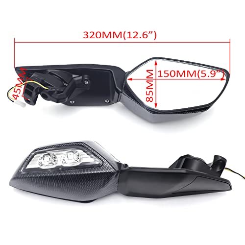 Motorcycle Carbon Fiber Style Led Turn Signals Rearview Mirrors For 2016-2021 Kawasak Ninja Zx10r P N Mt252-039-cn