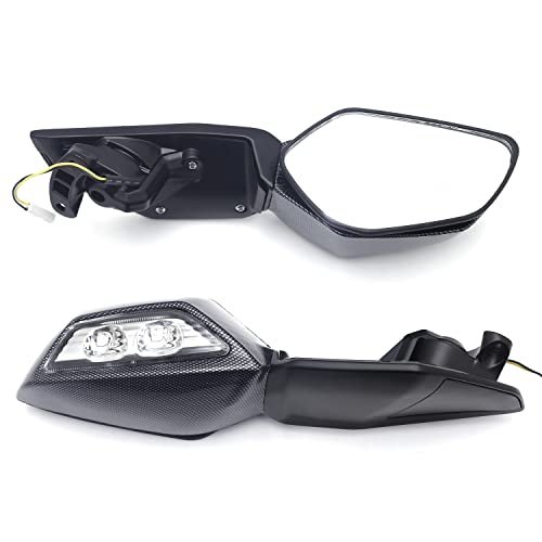 Motorcycle Carbon Fiber Style Led Turn Signals Rearview Mirrors For 2016-2021 Kawasak Ninja Zx10r P N Mt252-039-cn