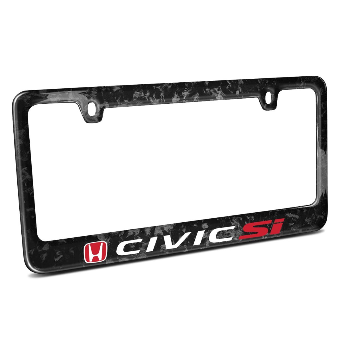 Honda Red Logo Civic Si Real Black Forged Composite Carbon Fiber License Plate Frame