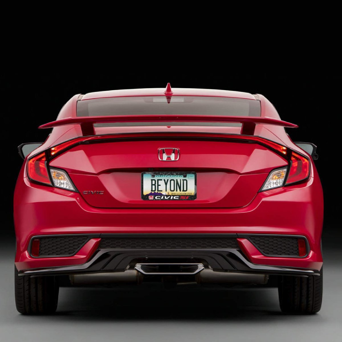 Honda Red Logo Civic Si Real Black Forged Composite Carbon Fiber License Plate Frame