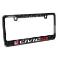 Honda Red Logo Civic Si Real Black Forged Composite Carbon Fiber License Plate Frame