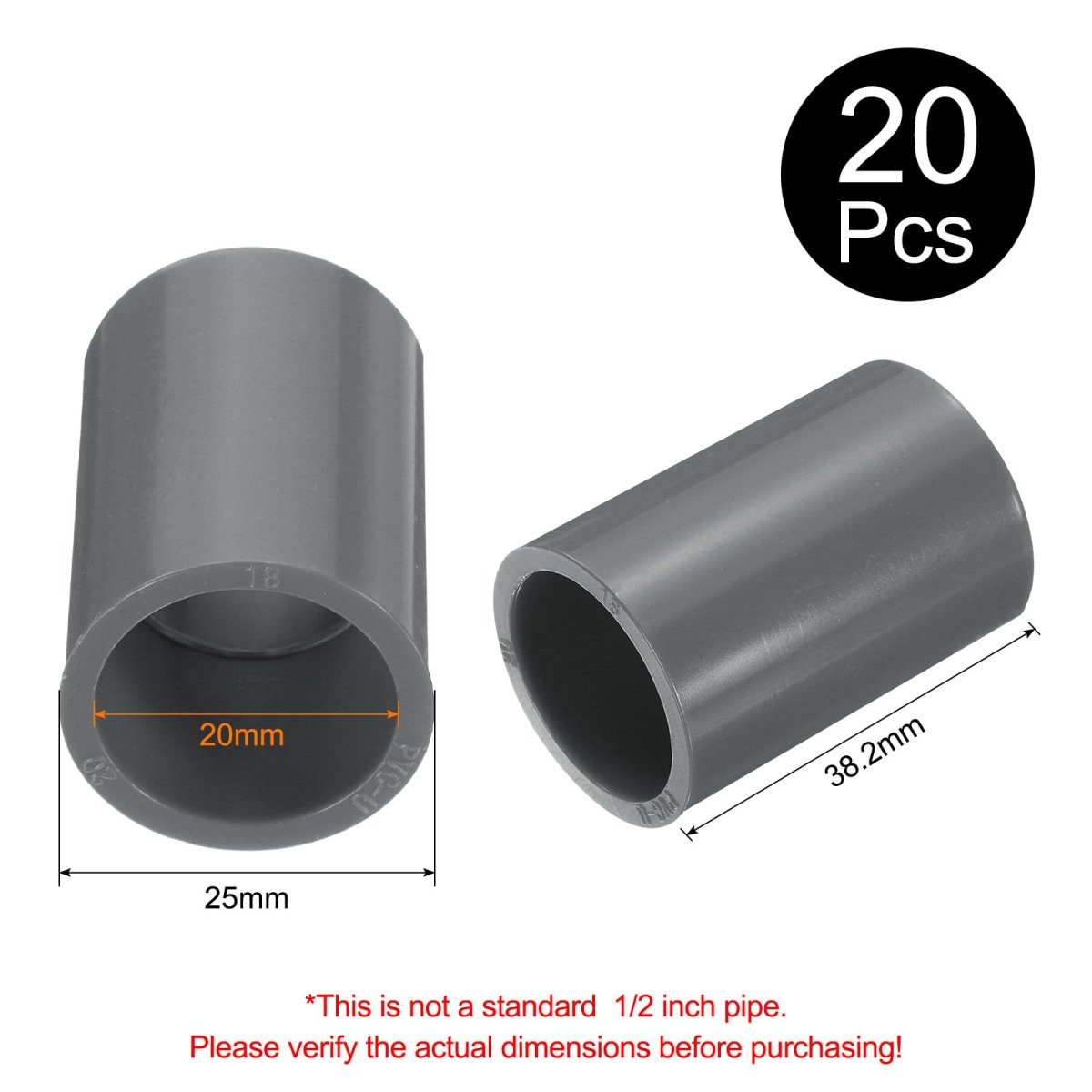 20 Pcs Pvc Pipe Fitting 1 2 Inch Coupling Adapter Socket X Socket For Furniture Grade Diy Connection Garden Shelf Grey