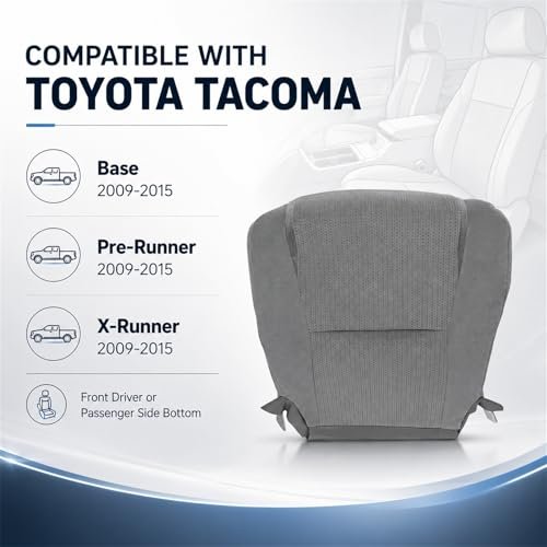Front Driver Or Passenger Side Bottom Cloth Seat Cover Gray For Toyota Tacoma 2009 2010 2011 2012 2013 2014 2015 Fits Heated