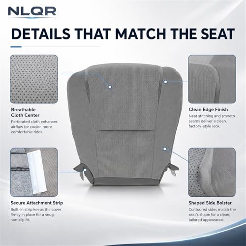 Front Driver Or Passenger Side Bottom Cloth Seat Cover Gray For Toyota Tacoma 2009 2010 2011 2012 2013 2014 2015 Fits Heated